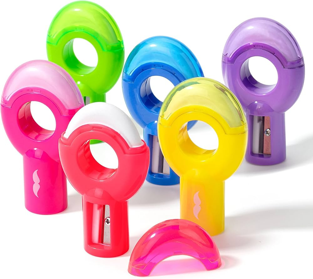 Mr. Pen- Pencil Sharpener & Eraser, 6 Pack, Colored Handheld Small Manual for Kids, Crayon, Mini | Amazon (US)