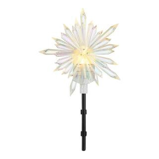 19 in Classic White Christmas Projection Kaleidoscope Starburst Christmas Tree Topper | The Home Depot