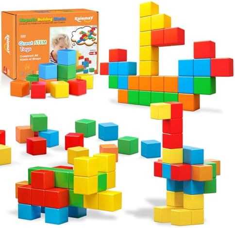 Magnetic Blocks, 1.41 inch Large Magnetic Building Blocks for Toddlers 3 4 5 6 7 8 Years Old Boys... | Amazon (US)