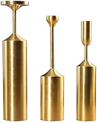 VINCIGANT Taper Candle Holders,Brass Gold Candlestick Holder Set of 3 Vintage Decorative Centerpi... | Amazon (US)