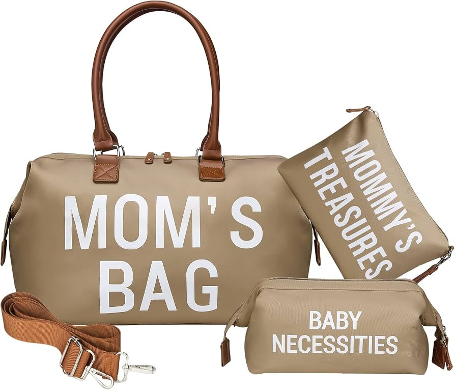 printe Mommy Diaper Bag Tote with 2 Organizer Pouches, Spacious 17.7in Mom\u2019s Bag for Hospita... | Amazon (US)