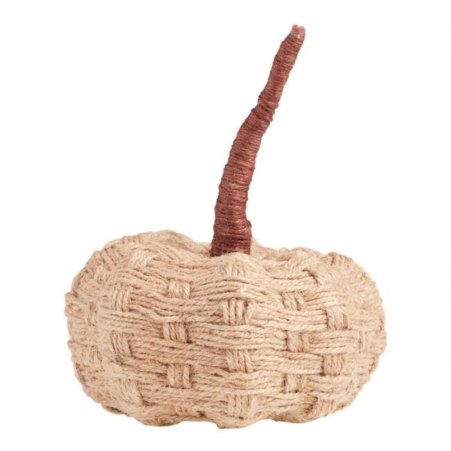 Medium Natural Jute Wrapped Pumpkin Decor | World Market