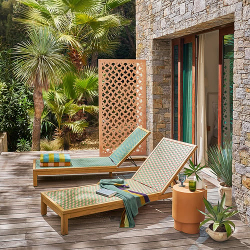 Briana Sun Lounger in Acacia and Woven Resin | La Redoute (UK)
