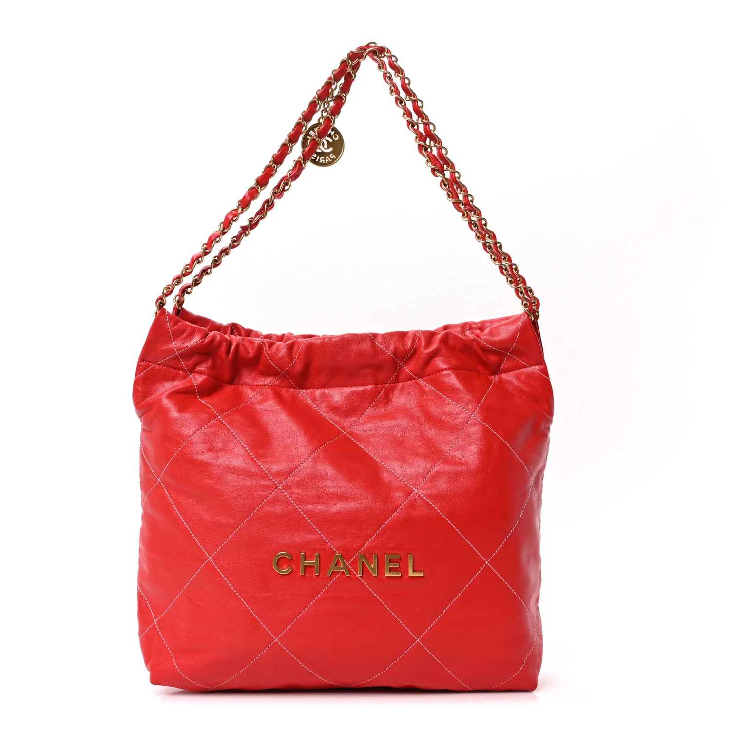 Shiny Calfskin Stitched Quilted Small Chanel 22 Red | FASHIONPHILE (US)