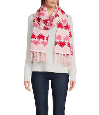 Knit Heart Print Oblong Scarf | Dillard's