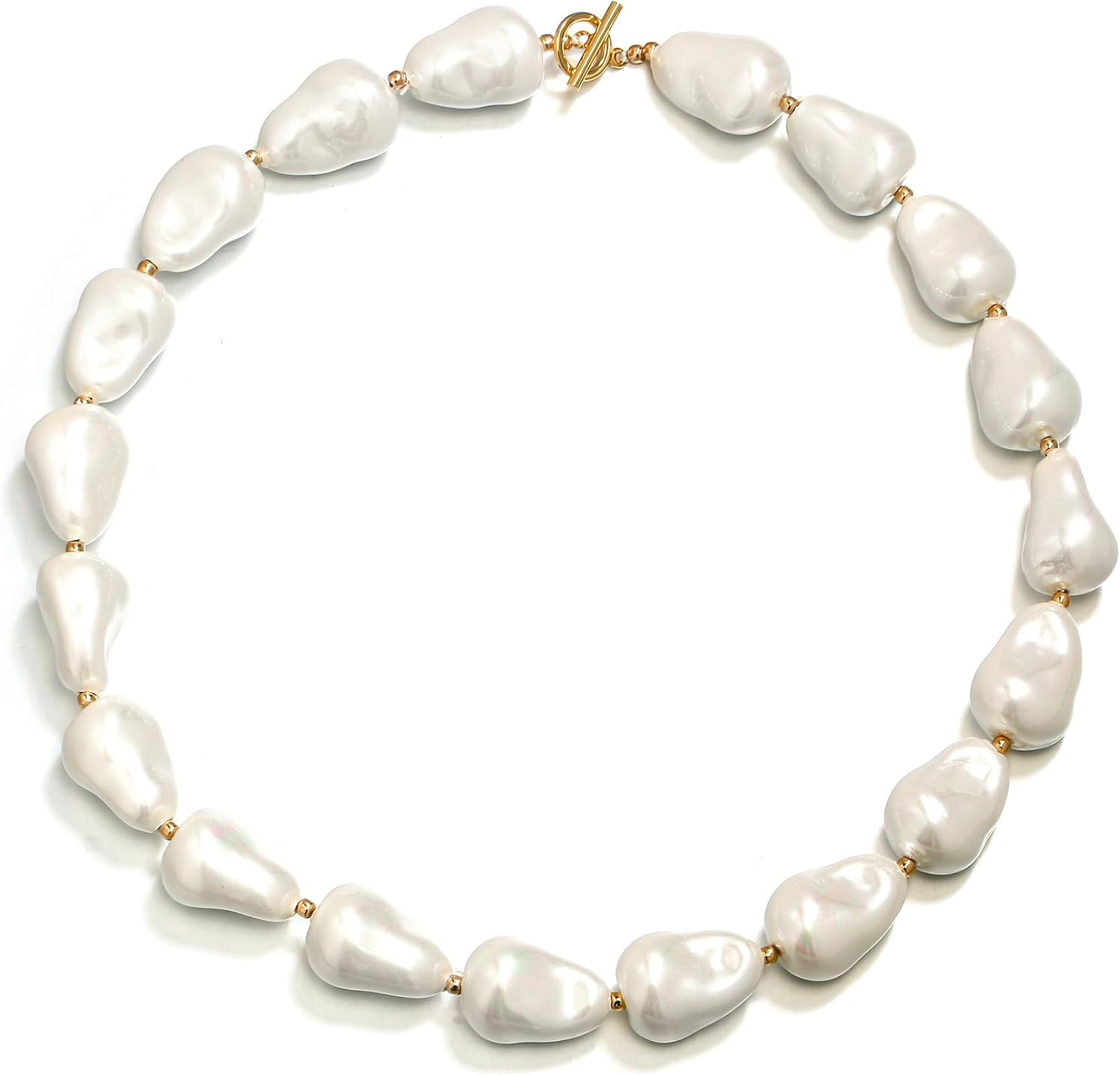 Baroque Pearl/Shell Necklace for Women Chunky Dainty Irregular Large Cream Simulated Pearls Choker Necklaces Jewelry Gifts | Amazon (US)
