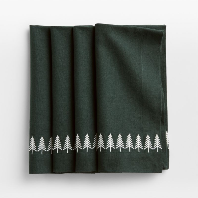 Embroidered Nordic Trees Napkins, Set of 4 | Crate & Barrel