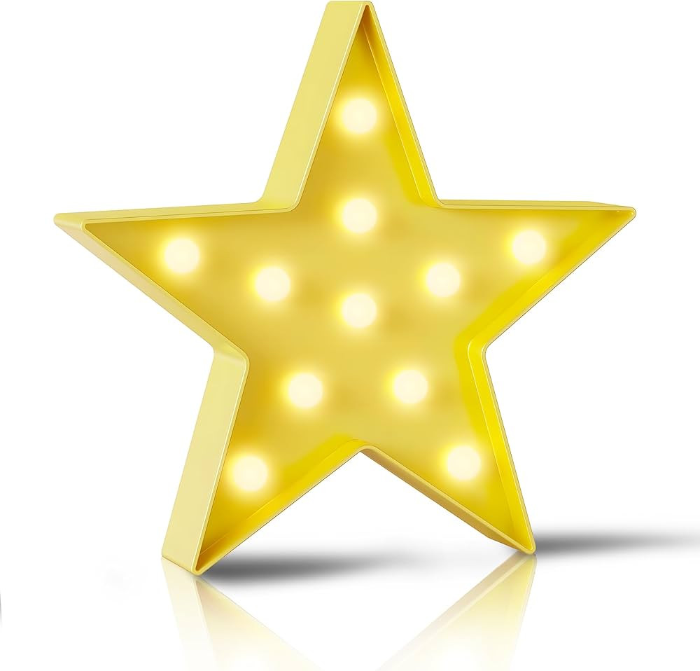 Yellow Star Battery Powered Night Light for Kids Room Decor, Baby Night Light, Kids Room Decor fo... | Amazon (US)
