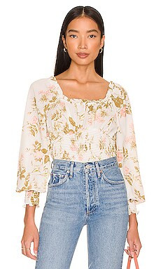 1. STATE Smocked Chiffon Blouse in Greenhouse Vines from Revolve.com | Revolve Clothing (Global)