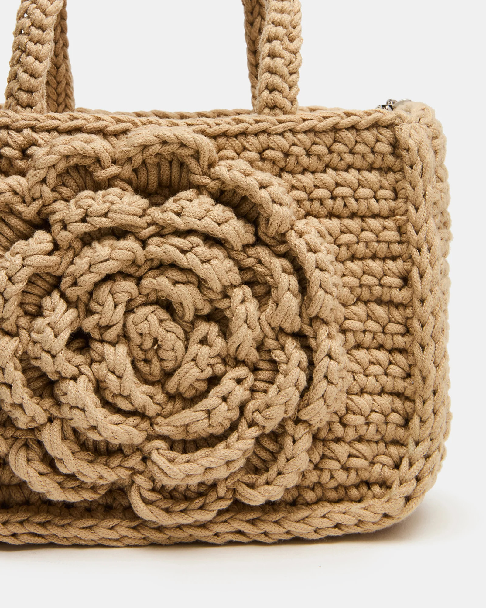 LUVLY Bag Natural Mini Top-Handle Flower Decal Crochet Crossbody Handbag | Steve Madden (US)
