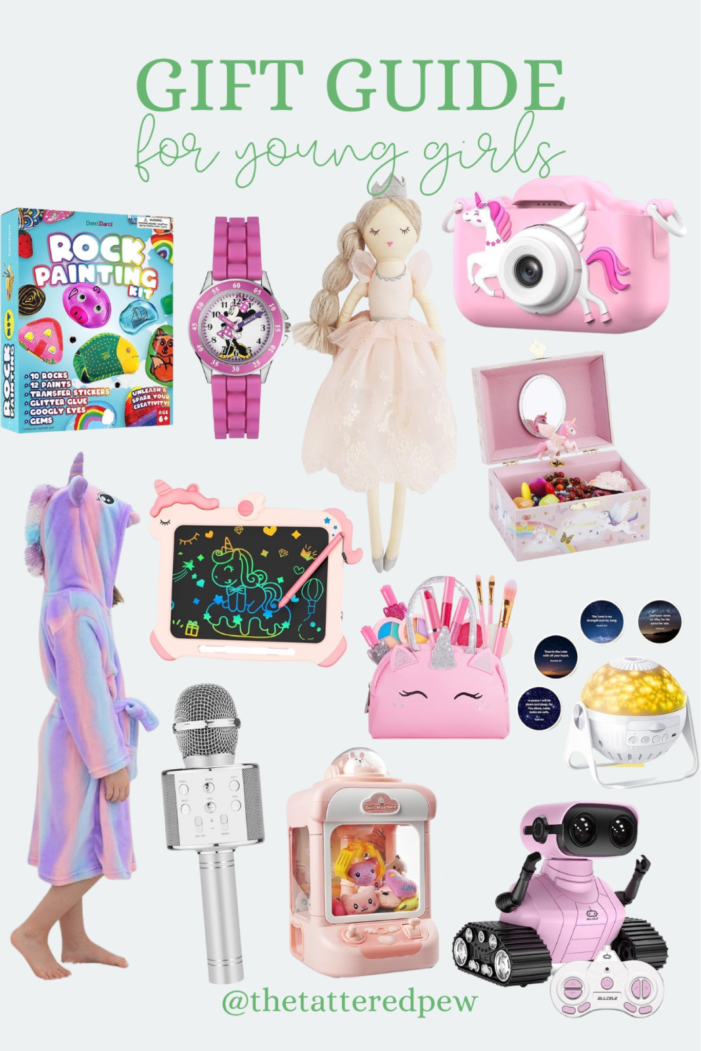 Love these gift ideas for young girls! Gifts include a unicorn towel, rock painting set, makeup bag, karaoke microphone and more!

Gifts for her, gifts for girls, girl gift ideas, young girl gift ideas, gift guide, girly gifts, 

#LTKkids #LTKstyletip #LTKGiftGuide