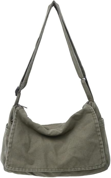 Canvas Messenger Bag Large Messenger Bags for Women Men Casual Canvas Crossbody Shoulder Bag with... | Amazon (US)