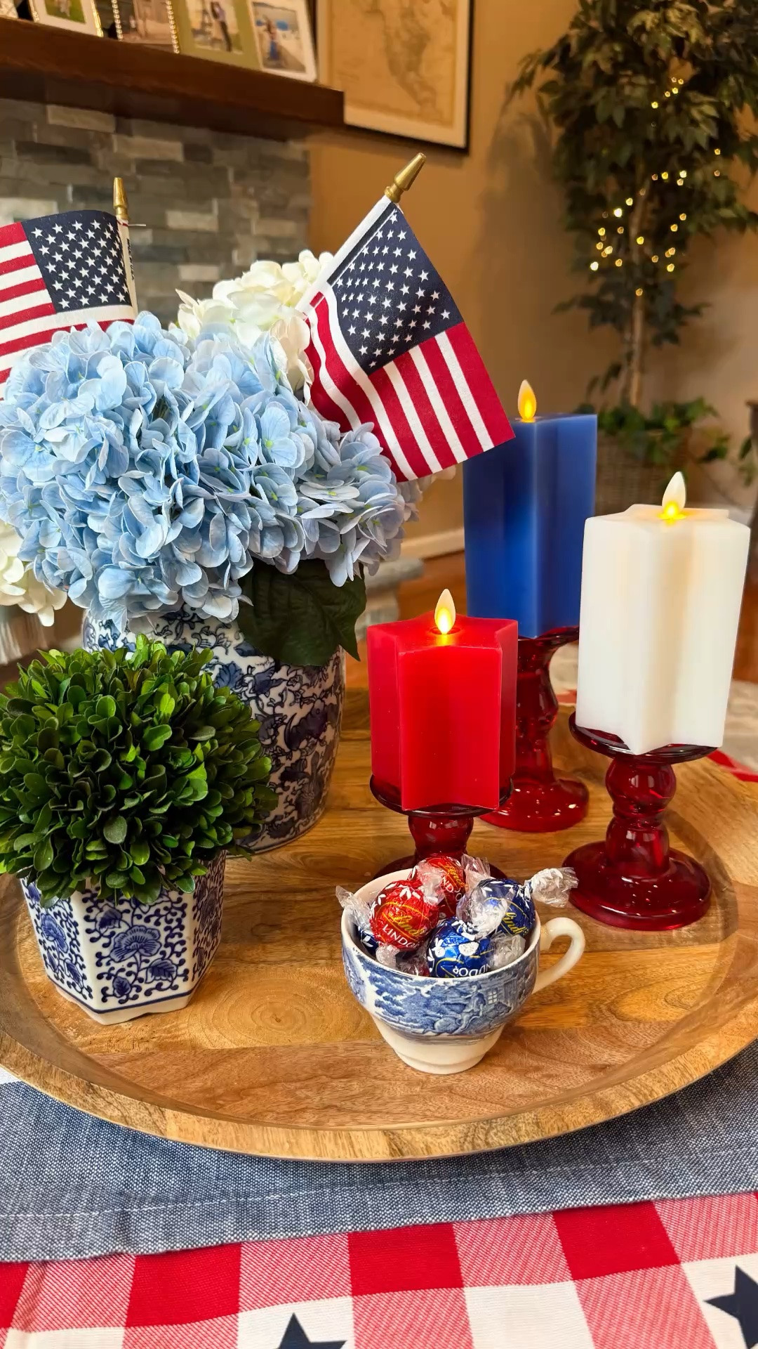 Patriotic centerpiece 💙🥰⭐️ Americana, Fourth of July, cozy decor

#LTKSeasonal #LTKHome #LTKSaleAlert