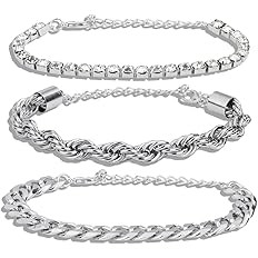 Octwine Fashion Rhinestones Bracelets Sets for Women Gold Silver Layered Chunky Pendant Charms Ch... | Amazon (US)