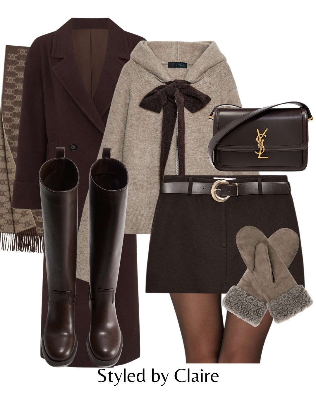 CHRISTMAS MARKETS INSPO🤎
Tags: bow knit hoodie cardigan brown skort skirt knee high faux leather boots wool maxi coat mittens taupe sheer tights ysl bag fashion winter wonderland layers city break Parisian style chic women’s 

#LTKwinter #LTKstyletip #LTKfestive
