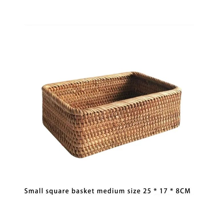 BrowQuartz Hand-woven Rattan Basket Tea Snack Container Rectangular Shape Storage Box Table Decor... | Walmart (US)