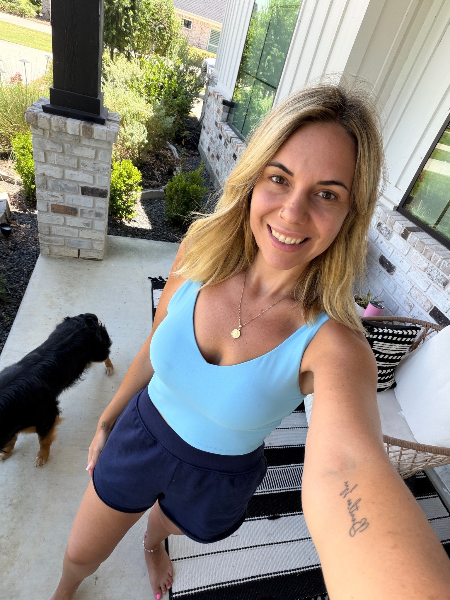 Bring my shoe size small in the shorts, but I did size up to a large in this long line sports bra so that it’s a tad bit longer and can be worn with high-rise shorts. I’m obsessed with this @Aerie  sports bra because of how comfy it is. #aerie

#LTKmomlife #LTKActive #LTKootd