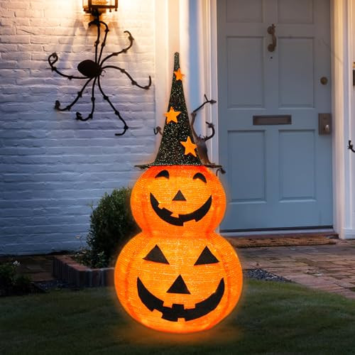 Cute Halloween Collapsible Pumpkin Decorations, 3ft Light Up Pumpkins for Decorating, Jack O Lantern Pumpkin Lights for Halloween DéCor Outdoor Indoor, Outside Halloween Yard Decorations | Amazon (US)