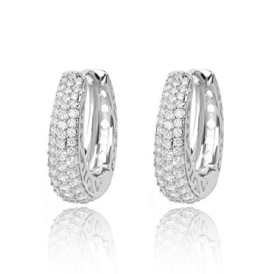 Hollywood Sensation Hoop Earrings with Cubic Zirconia .625 Inches White | Target