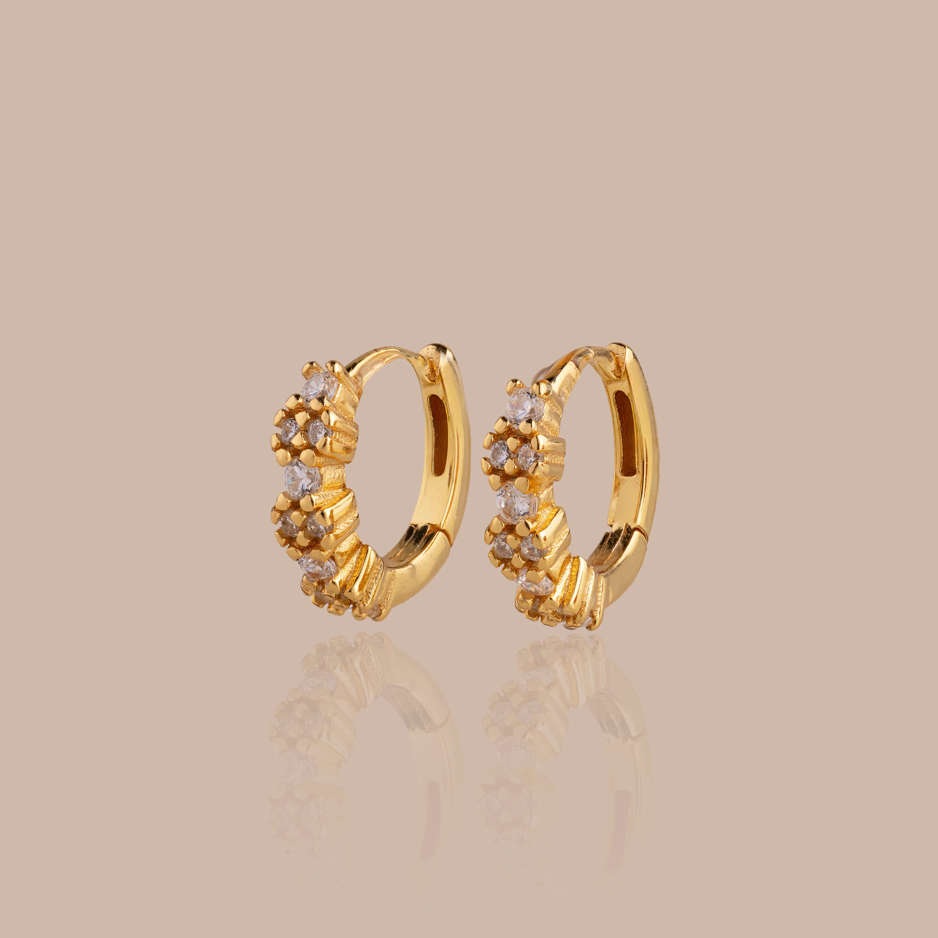 Dainty Diamond Cluster Huggie Hoop Earrings in 18K Gold | Caitlyn Minimalist | Caitlyn Minimalist
