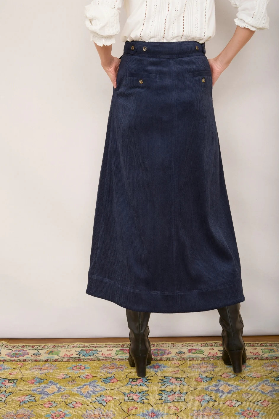 Carina Cord Skirt - Midnight | WYSE London