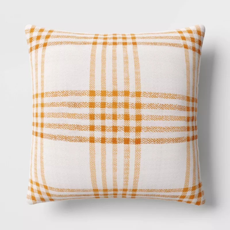 Square Reversible Cotton Woven Plaid Throw Pillow - Threshold™ | Target