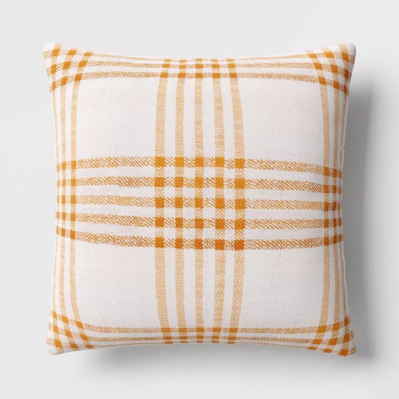 Square Reversible Cotton Woven Plaid Throw Pillow - Threshold™ | Target