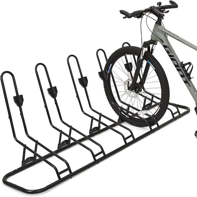 Floor Bike Rack for 5 Bikes, Safeguard Disc Brakes & Derailleurs Design, Waterproof Bicycle Stand... | Amazon (US)