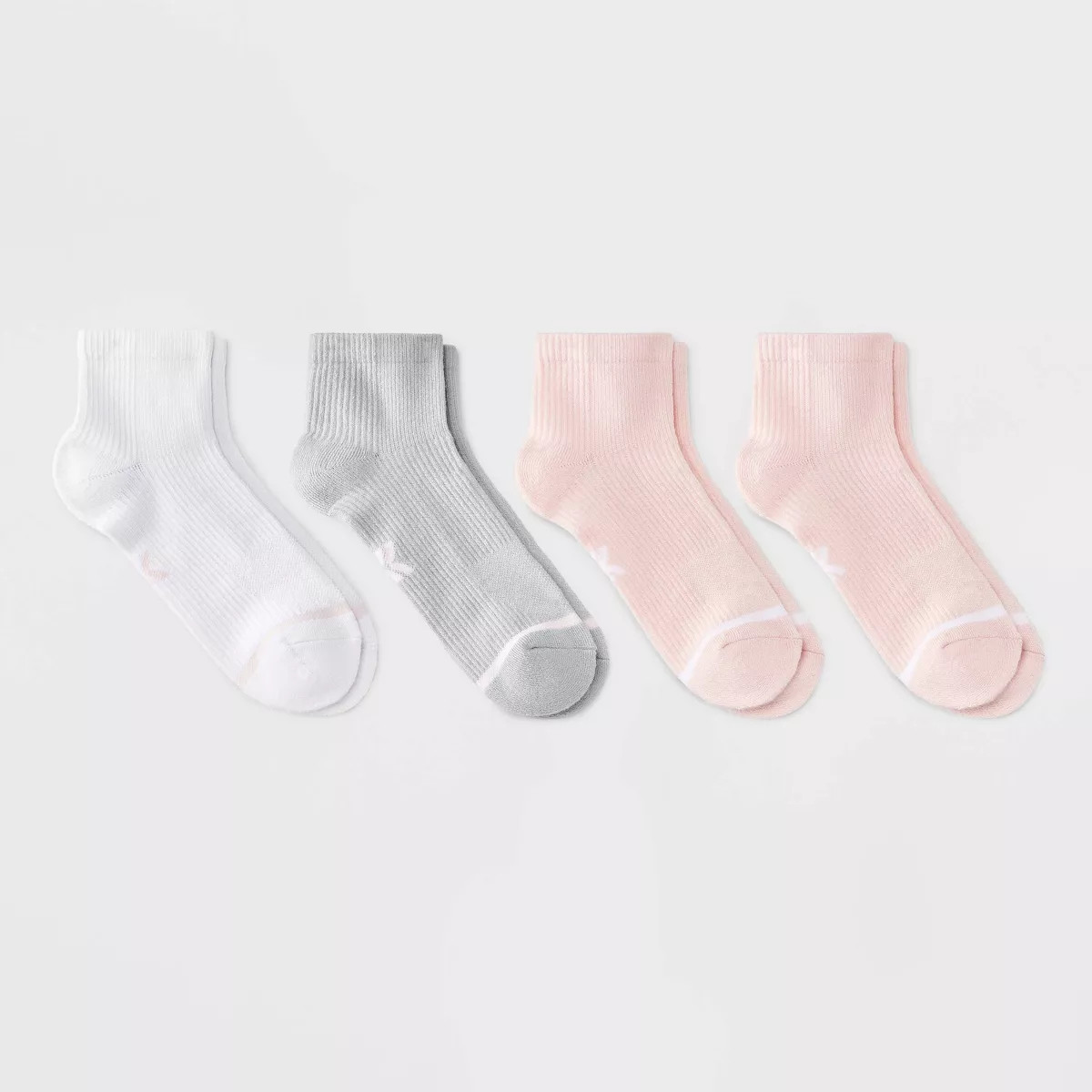 Women's Cushioned Textured Performance 4pk Athletic Ankle Socks - All In Motion™ White/Pink/Gra... | Target