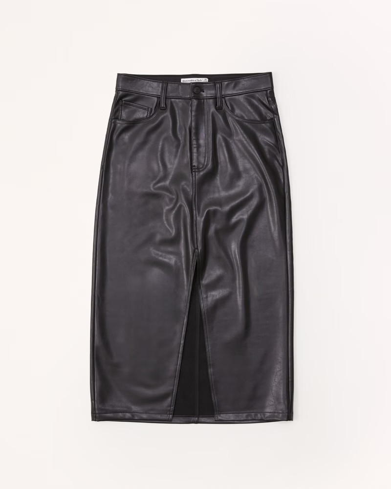 Vegan Leather Midi Skirt | Abercrombie & Fitch (US)