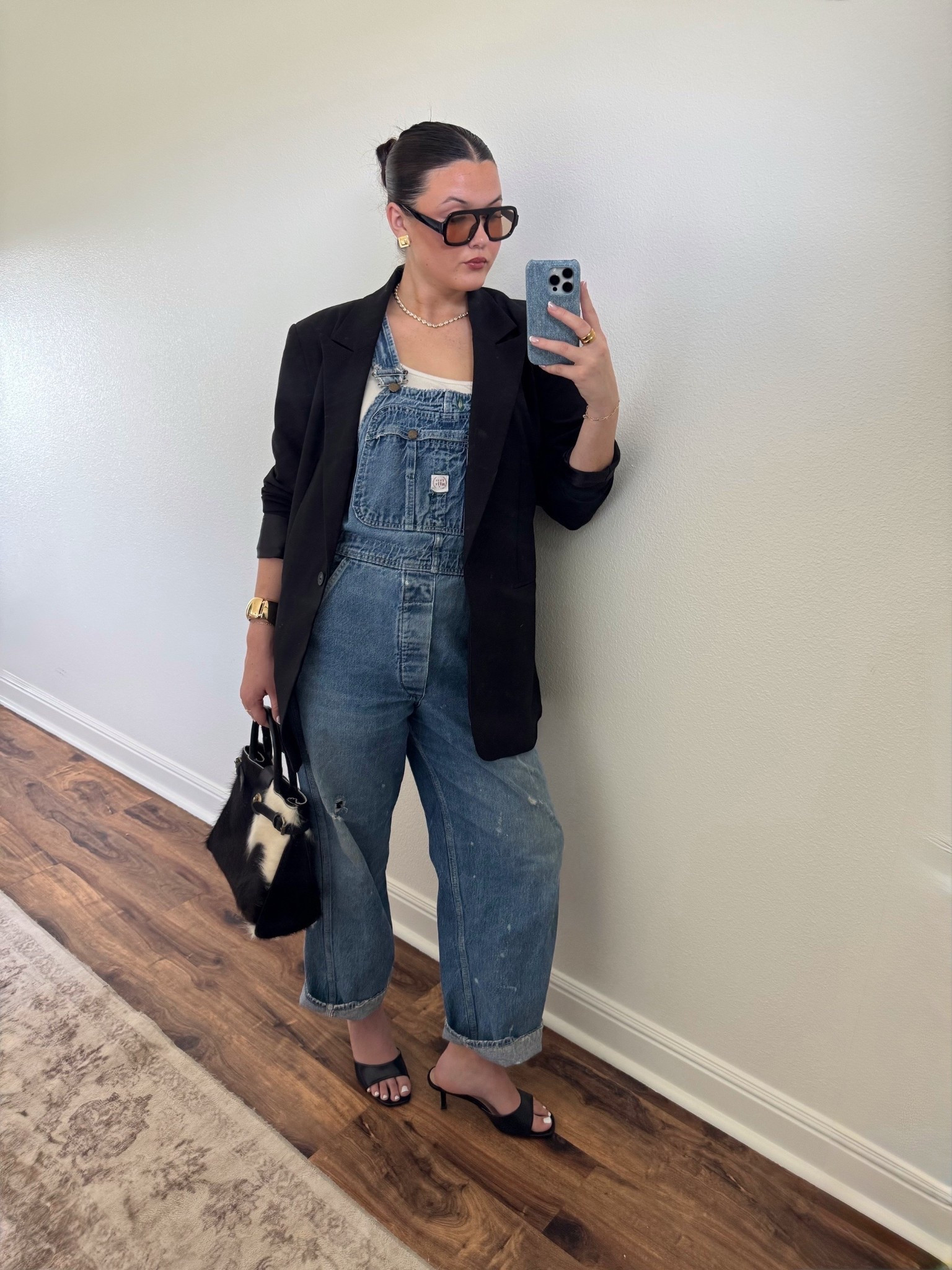 Overalls but make it chic! Such a fun look that you can easily recreate. #overalls #chic #denim #blazer 

#LTKNYFW #LTKItBag #LTKFindsUnder50