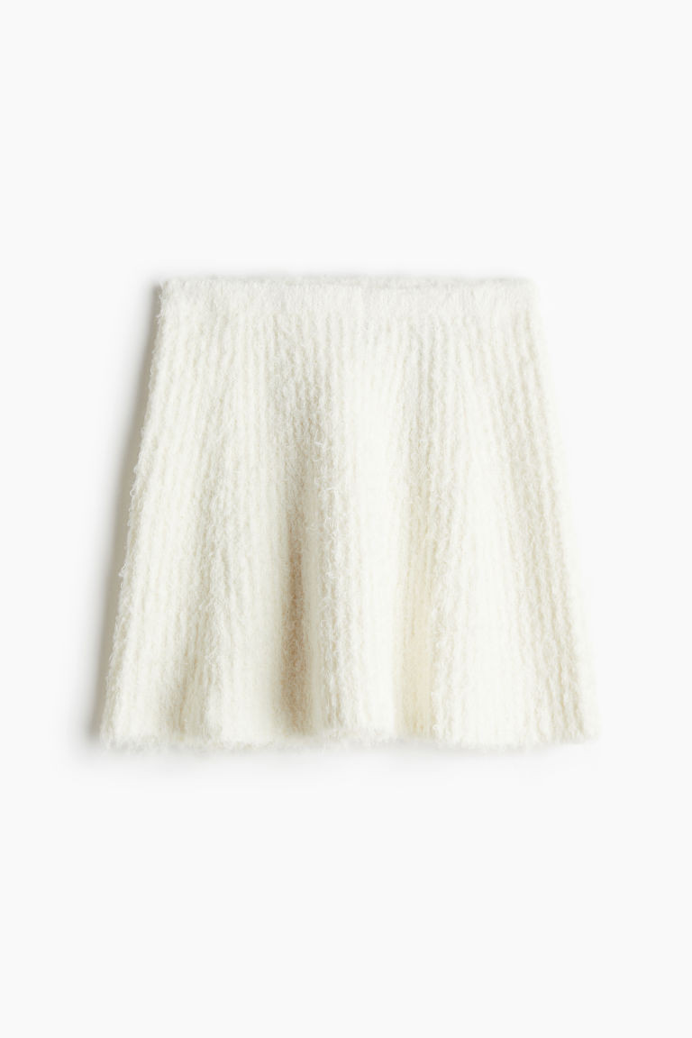 H & M - Flared Fluffy-Knit Skirt - White | H&M (US + CA)
