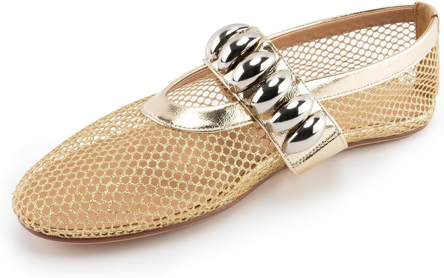 Women's Mesh Ballet Flats,Fishnet Ballerina Buckle Strap Shoes,Mary Jane Flats Casual Comfortable... | Amazon (US)