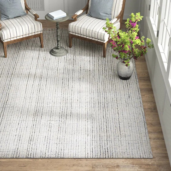 Troche Abstract Handmade Tufted Ivory/Gray Area Rug | Wayfair Professional