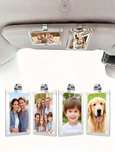 ESVNE 4 Pack Magnetic Car Picture Holder – 2.4"x3.5" Clear Acrylic Car Visor Photo Clip for Polaroid Go & Instax Mini, Versatile Car Picture Frame| Perfect Car Photo Holder Gift for Drivers | Amazon (US)