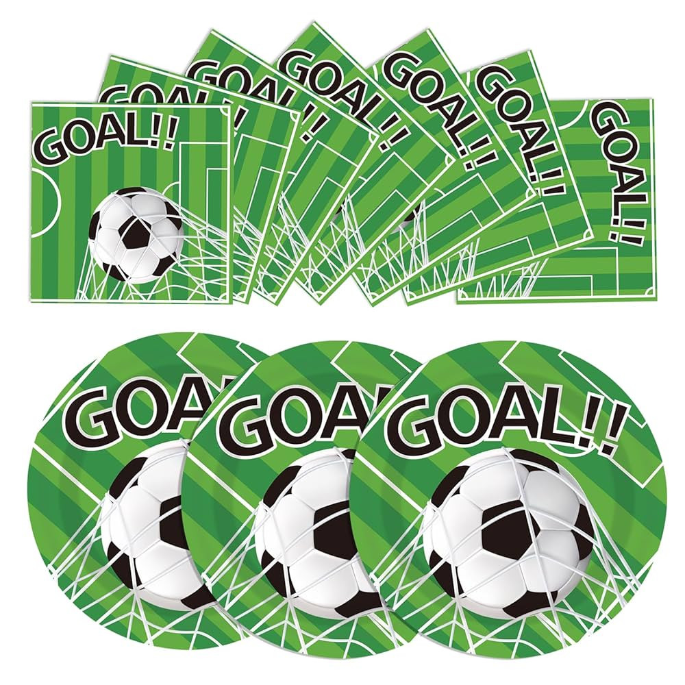 40PCS Soccer Paper Plates and Napkins Party Supplies, Disposable Soccer Party Tableware Set for 2... | Amazon (US)
