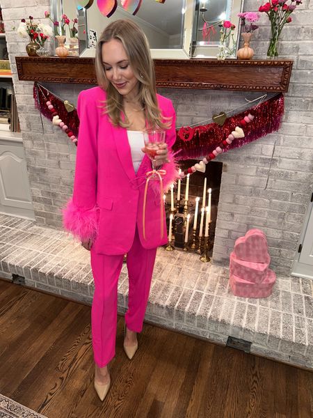 Pink two piece set, pink blazer and pants set, Valentine’s Day outfit, Galentines day outfit 

#LTKparties #LTKstyletip #LTKSeasonal