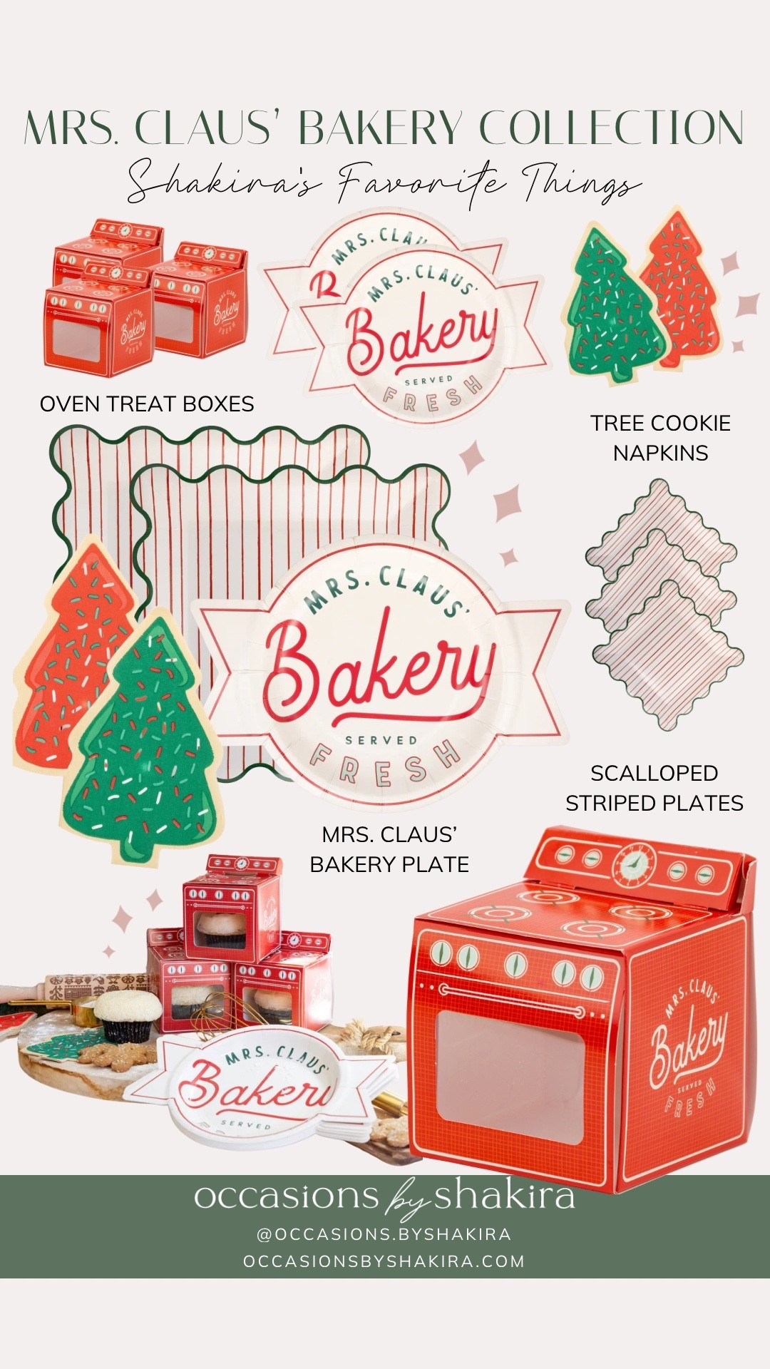 Occasions by Shakira x My Mind's Eye "Mrs. Claus’ Bakery Collection " use code SHAKIRA20 sitewide

#LTKHoliday #LTKParties 

#LTKSeasonal