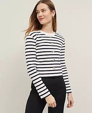 Striped Knit Jacket | Ann Taylor