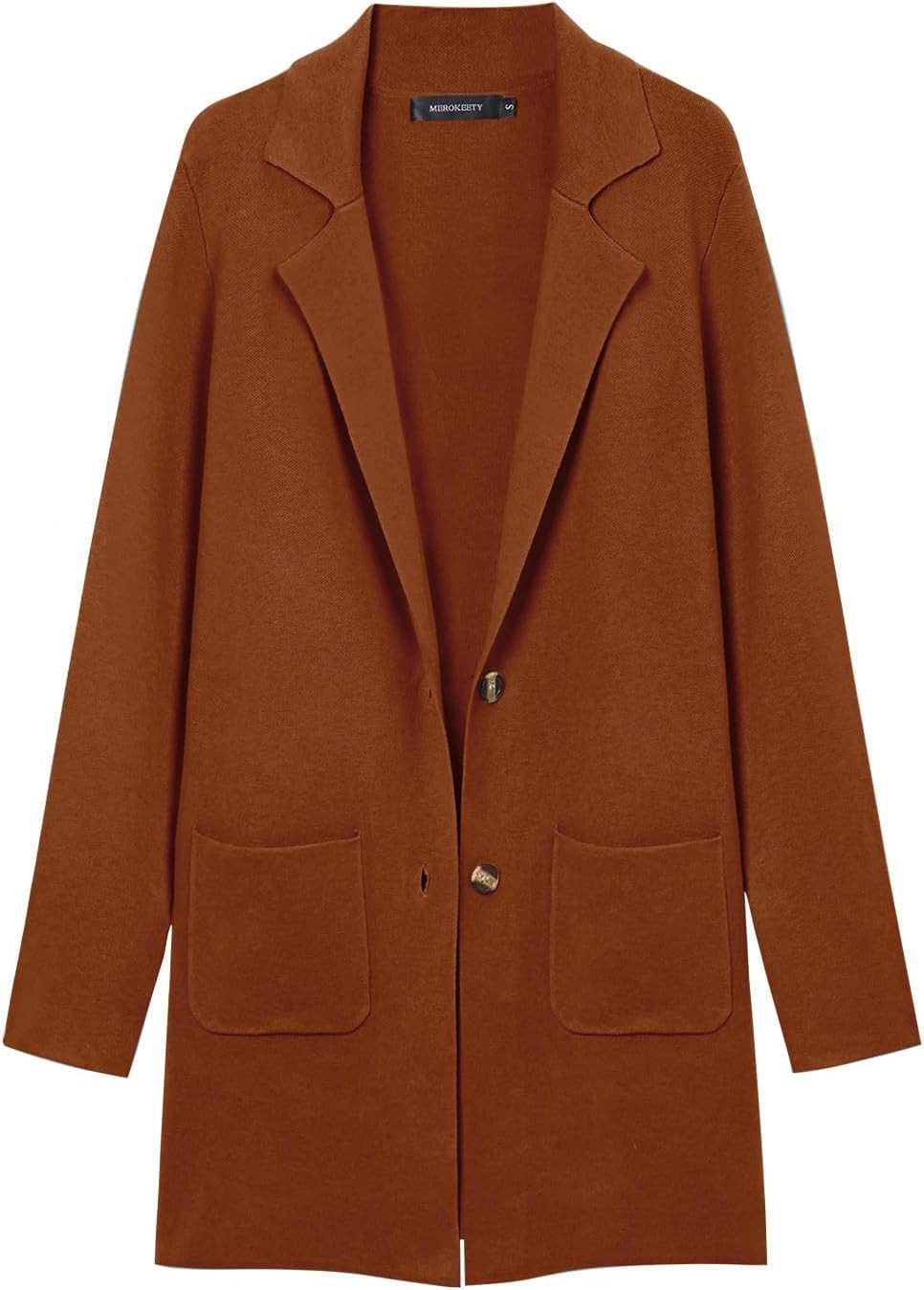 MEROKEETY Womens Open Front Cardigan Coat Long Sleeve Lapel Casual Knit Button Sweater Jackets wi... | Amazon (US)