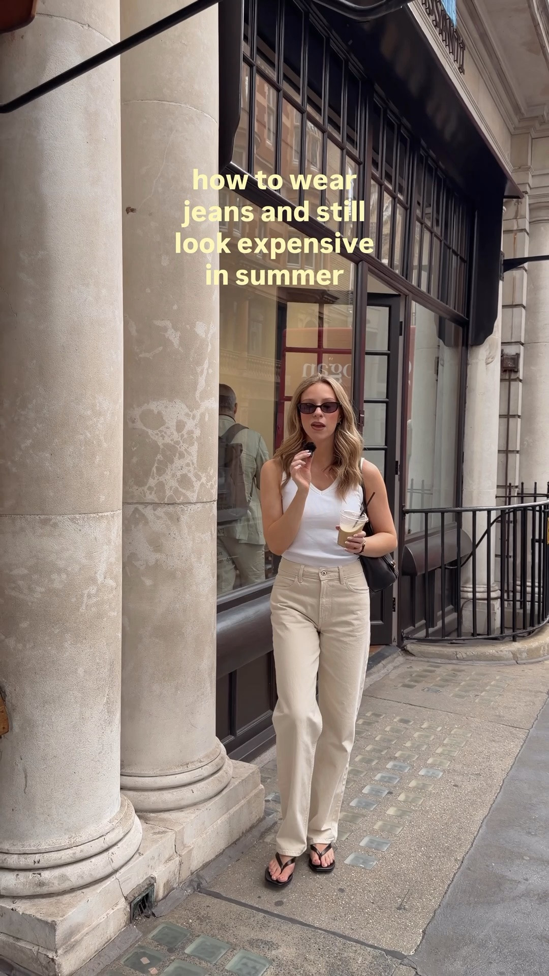Sand jeans, straight leg jeans, vest top, black minimal bag, flip flop wedges, summer outfits, casual outfit ideas

#LTKuk #LTKsummer #LTKjeans