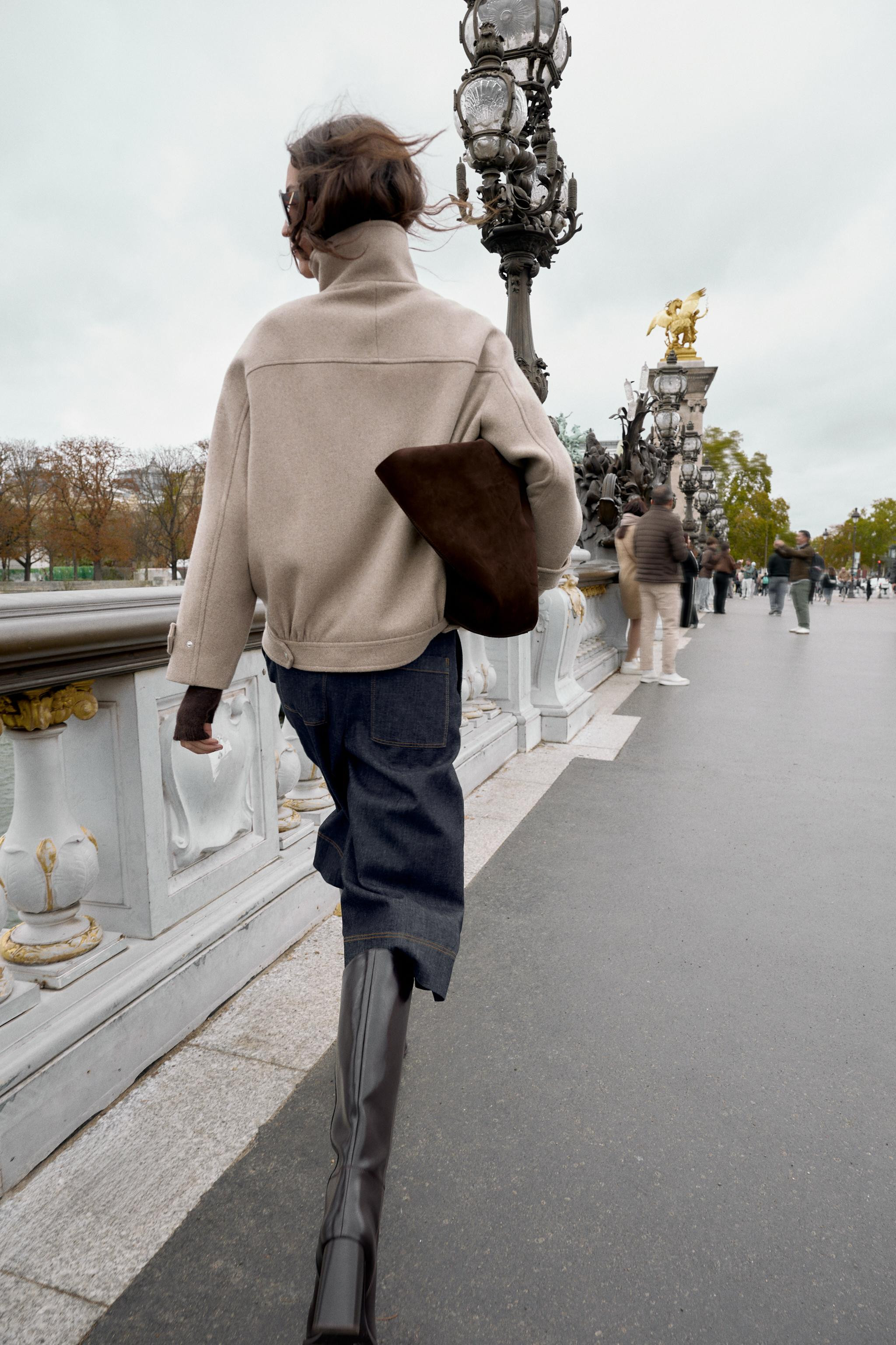 WOOL BLEND HIGH-NECK BOMBER JACKET | Zara US