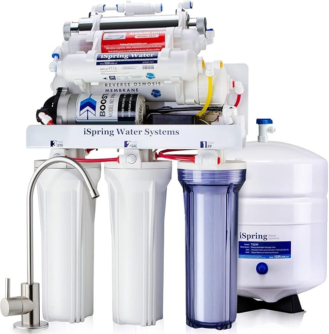 iSpring RCC1UP-AK 7-Stage 100 GPD Reverse Osmosis Under Sink Water Filtration System, Boost Pump,... | Amazon (US)