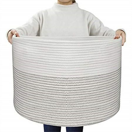 ubbcare extra large cotton rope basket 21.7"" x 21.7"" x 13.8"" blanket basket baby woven laundry ba | Walmart (US)