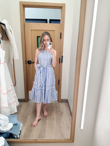Blue and white stripes are always a classic! Linking some of my other favorite spring and summer dresses as well  

Wearing a 00 and the fit is great. The arm holes are perfect sizes!

#LTKsalealert