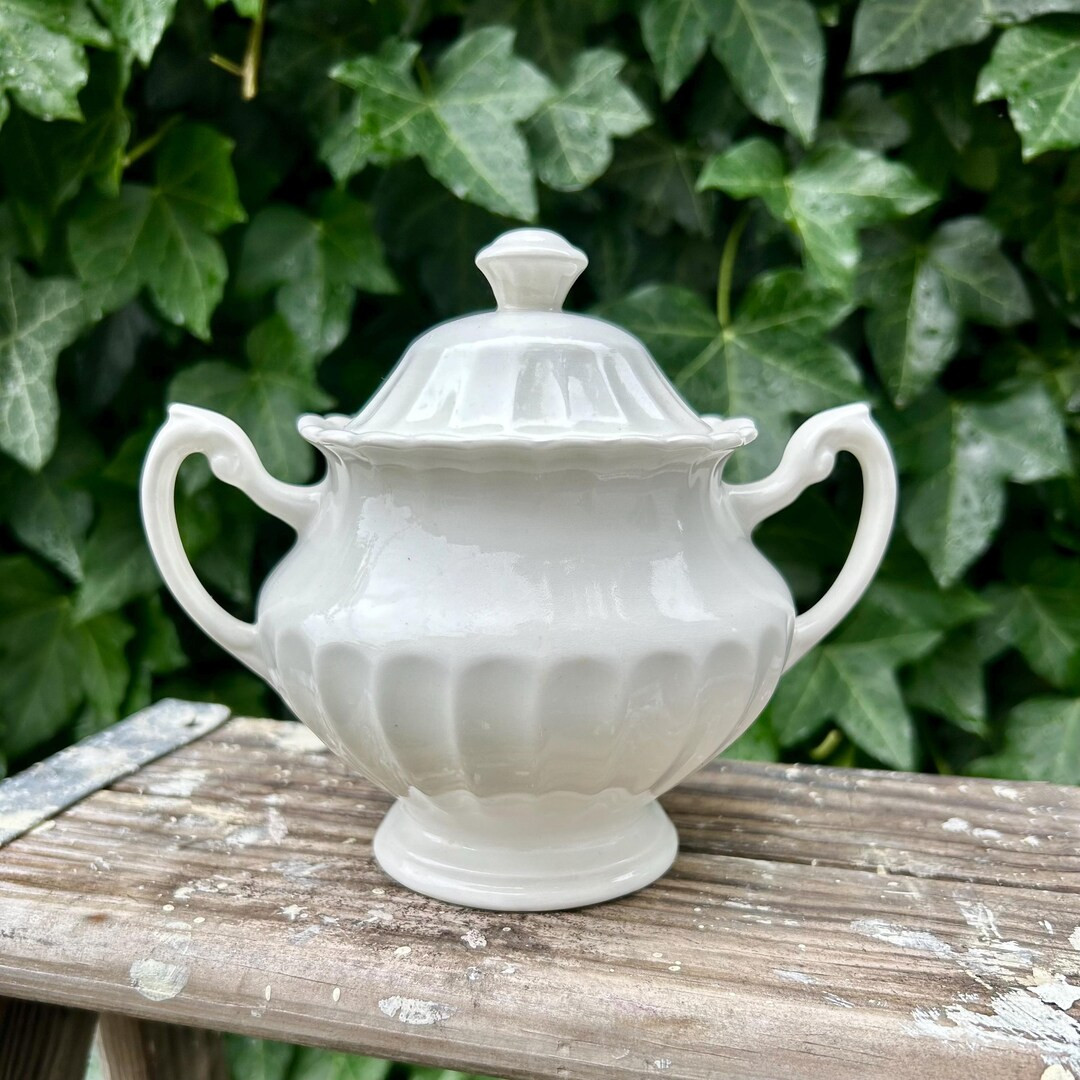 J&G Meakin Sugar Bowl White Lidded Ironstone Dish - Etsy | Etsy (US)