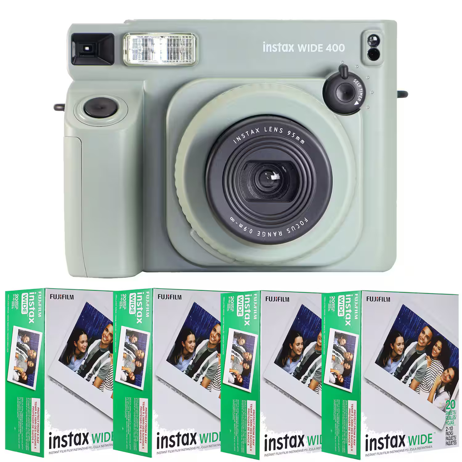 INSTAX WIDE 400 Instant Film Camera + 4x FUJIFILM INSTAX WIDE 2X10 Film - Gray | Best Buy U.S.