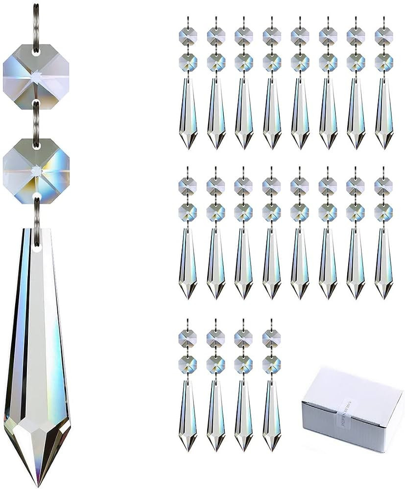 20pcs 55mm Chandelier Crystals Icicle Prisms Replacement Clear | Amazon (US)