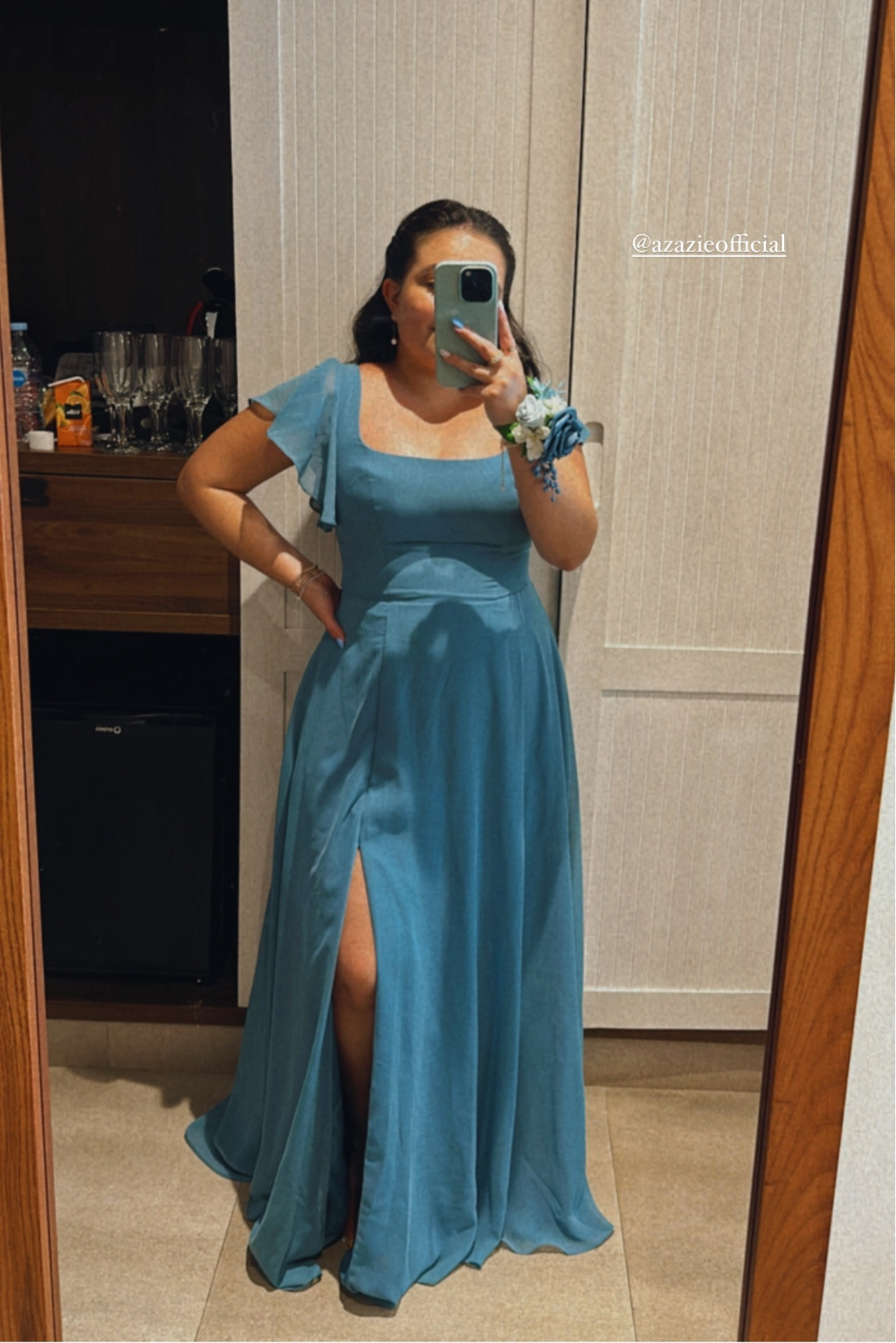 Azazie bridesmaid dress, Bermuda blue dress, chiffon dress, ruffled sleeves 

#LTKtravel #LTKwedding #LTKstyletip