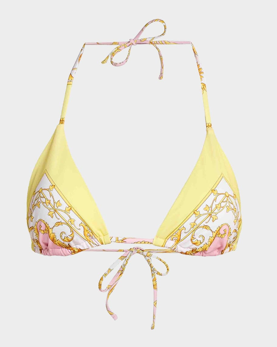 Versace Printed Tie Bikini Top | Neiman Marcus